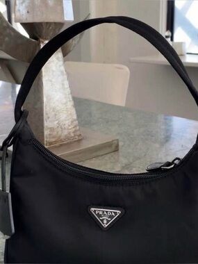 Prada Black Nylon Shoulder Hobo Bag